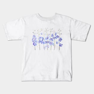 purple larkspur delphinium field watercolor Kids T-Shirt